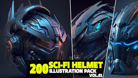 200 Scifi-Helmet Illustration Pack Vol.01