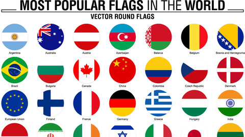 ArtStation - Most popular flags in the world round flags on white ...