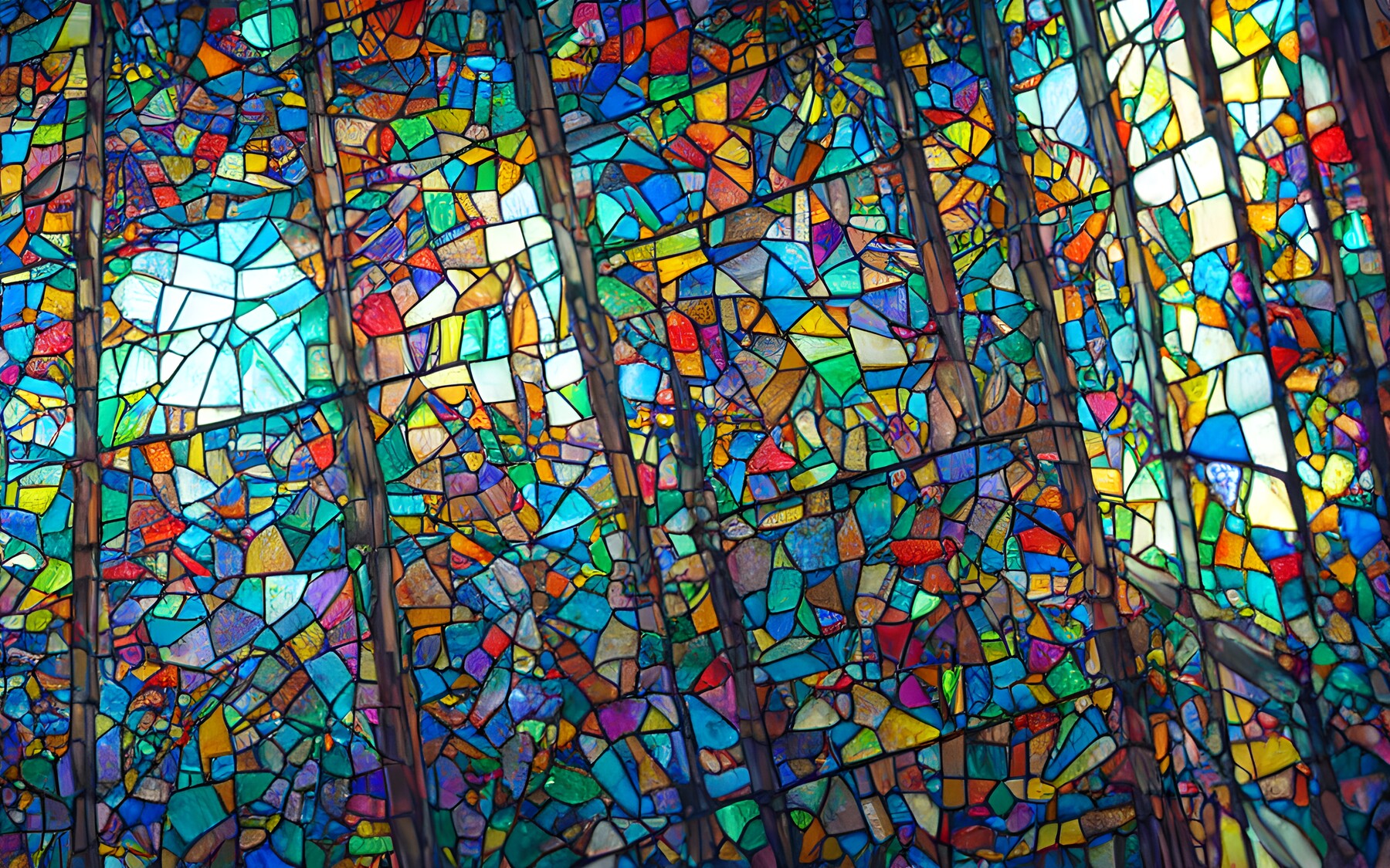 Stained glass window, colorful mosaic illustration