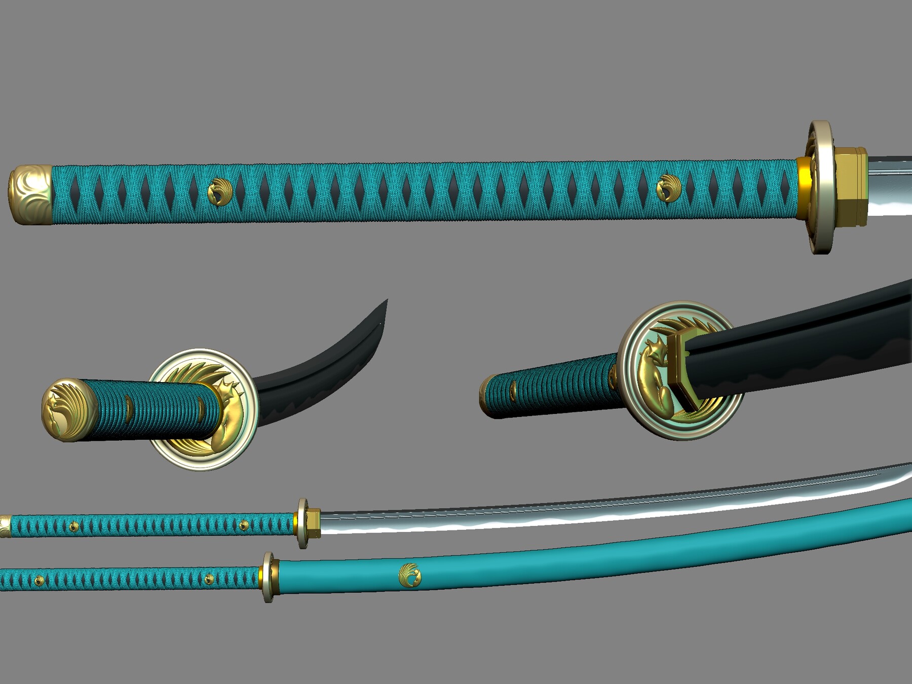 ArtStation - KITSUNE KATANA ASSET ZTL WITH SUBDIVISION AND POLYPAINT ...