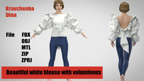 Beautiful white blouse with voluminous sleeves and leggings.
