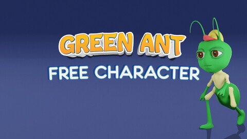 Cute Green Ant Kid Stylized Lowpoly Rigged
