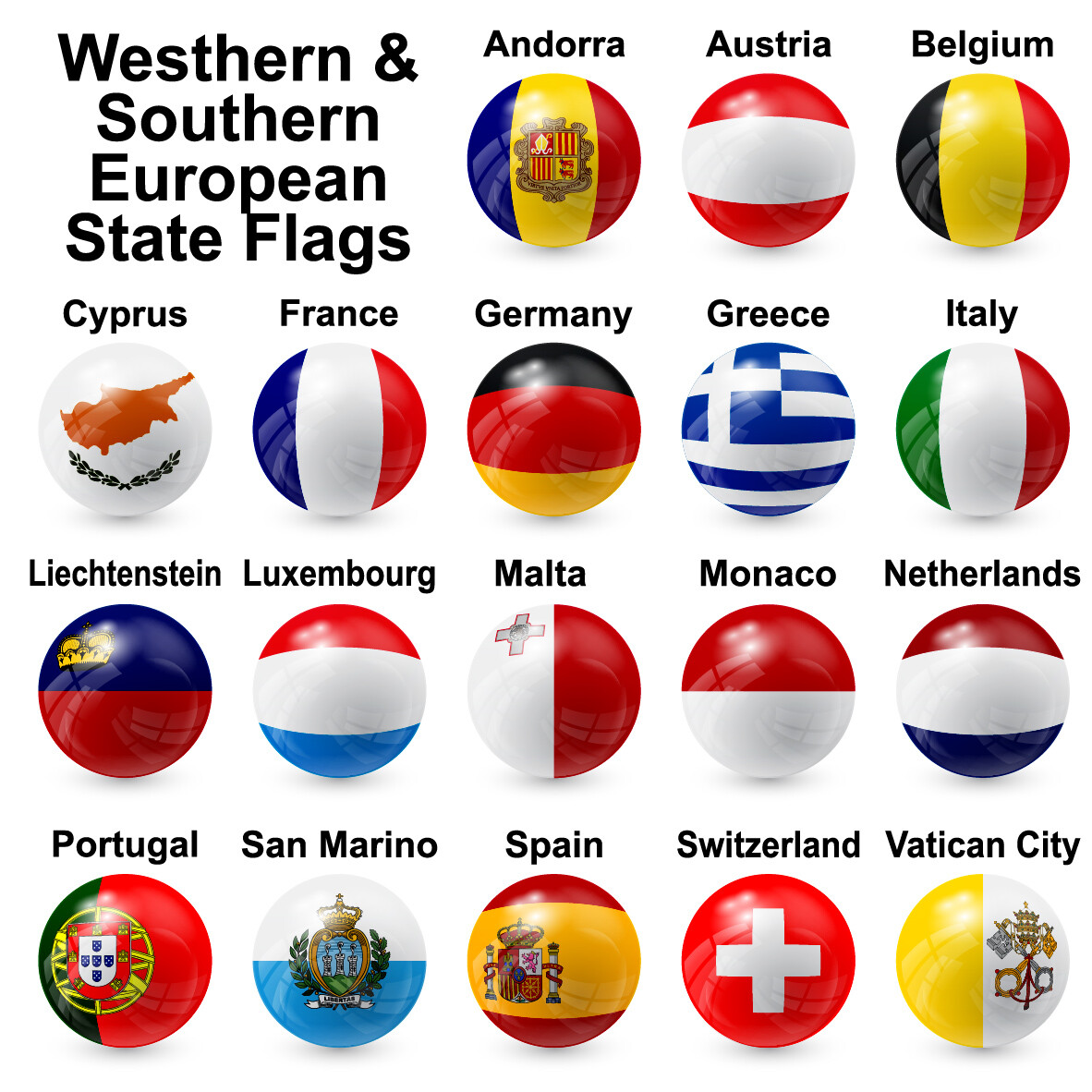 ArtStation Western southern european state flags. EPS Template File