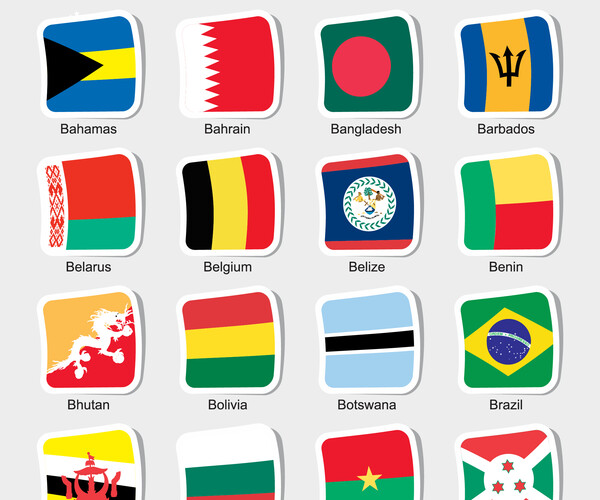 Artstation - World Flags Stickers Desig . Eps Template File. 