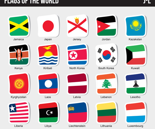 ArtStation World flags stickers design. EPS Template File. Artworks