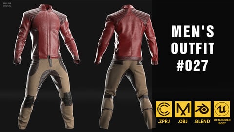 Men's outfit_027. Marvelous Designer/Clo3d + OBJ + Blend. Metahuman default body