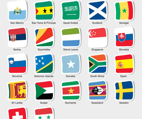 ArtStation - World flags stickers design. EPS Template File. | Artworks