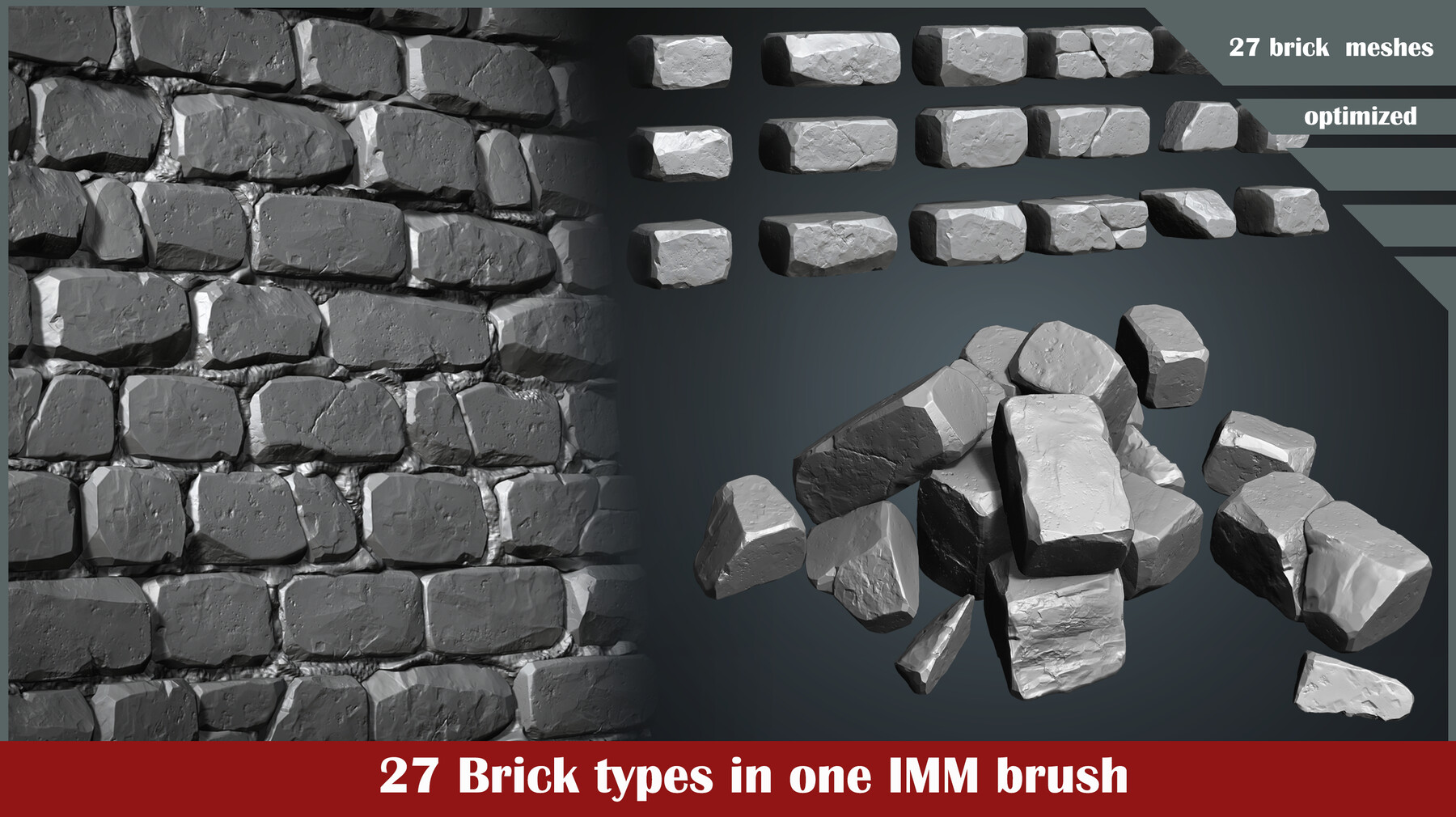 ArtStation Bricks IMM Brush 27 variations Brushes