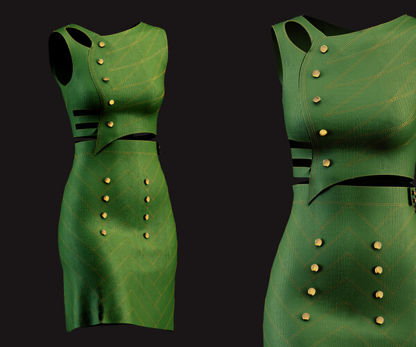 ArtStation leather dress . game clothing (ZPRJ , FBX , OBJ , TEXTURES