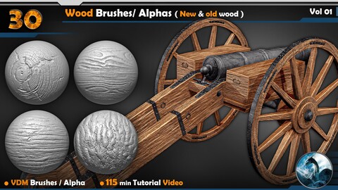 30 Wood VDM Brushes/ Alphas ( New & old wood )  Vol 01