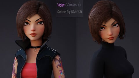 Violet Cartoon character with 2 outfit