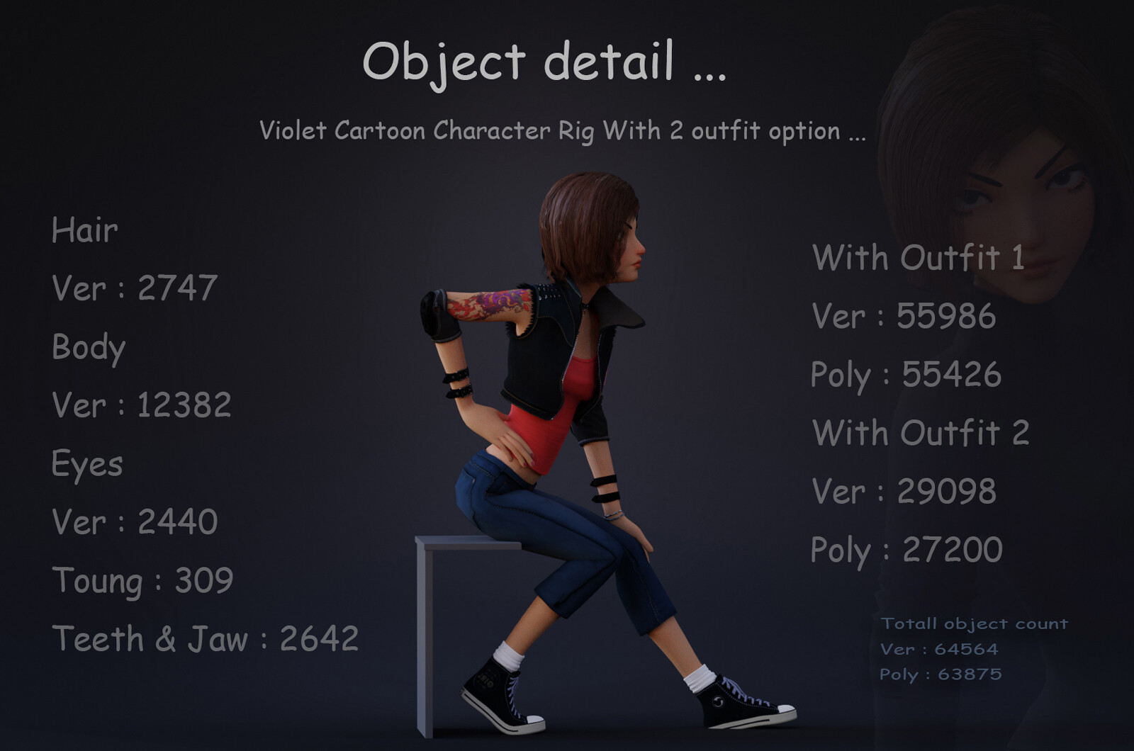 ArtStation - Violet Cartoon character with 2 outfit | Game Assets