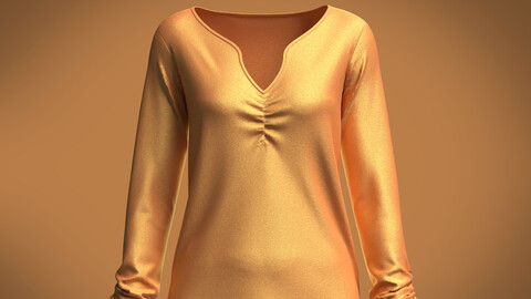 Girls ruched sweetheart neck long sleeve top in Silk