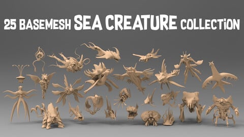 25 basemesh sea creature collection