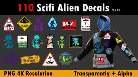 110 Scifi Alien Decals (Vol. 2)