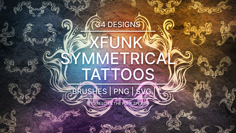 XFunk Symmetrical Tattoos (Vector, PNG, Brushes)