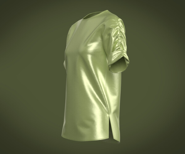 WASHED ROLL UP SLEEVE STUDDED OVERSIZED TEE