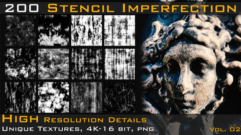 ULTRA PACK- 200 Stencil Imperfection (4K- 16bit, PNG )- VOL 2