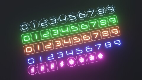 SciFi Numbers - Free Emissive Decal Pack for Blender