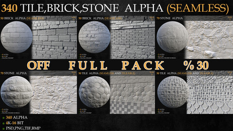 340 TILE, Brick,STONE Alpha (seamless)-FULL PACK