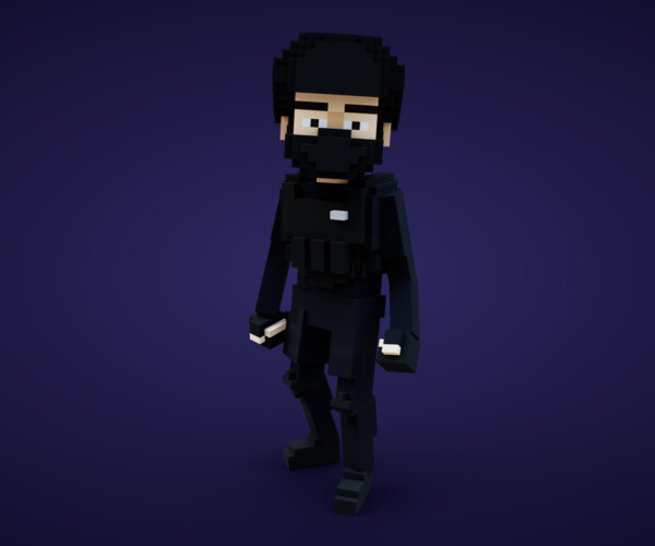 ArtStation - SWAT Character - 3D Voxel Low Poly Model | Game Assets