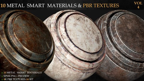 10 METAL SMART MATERIALS & PBR TEXTURES-VOL 4