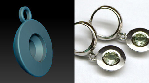 Jewelry 3d model to print. Minimalistic round hoop earrings model