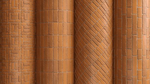 Materials 13- Brick Tiles PBR in 4 Patterns, Seamless, Sbsar