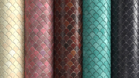 Materials 6- Fish scale tiles PBR, Seamless, Sbsar