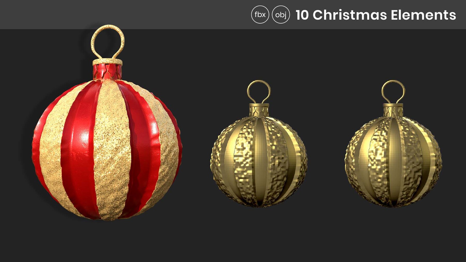 ArtStation 10 Christmas Ornaments Game Assets