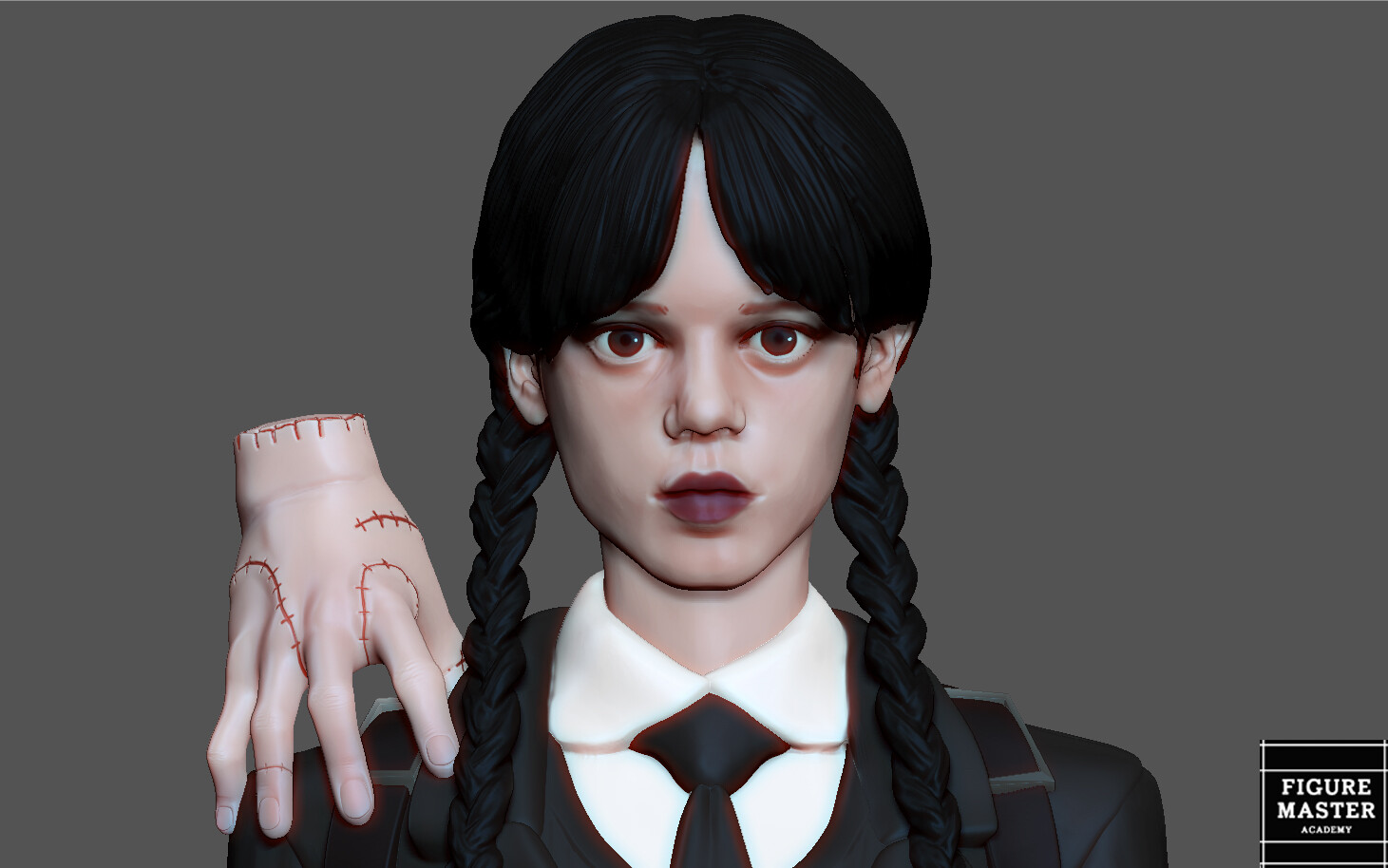 ArtStation - WEDNESDAY ADDAMS UNIFORM GIRL CHARACTER 3D PRINT | Resources