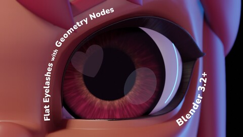 Flat Eyelashes using Geometry Nodes for Blender version 3.2 or above