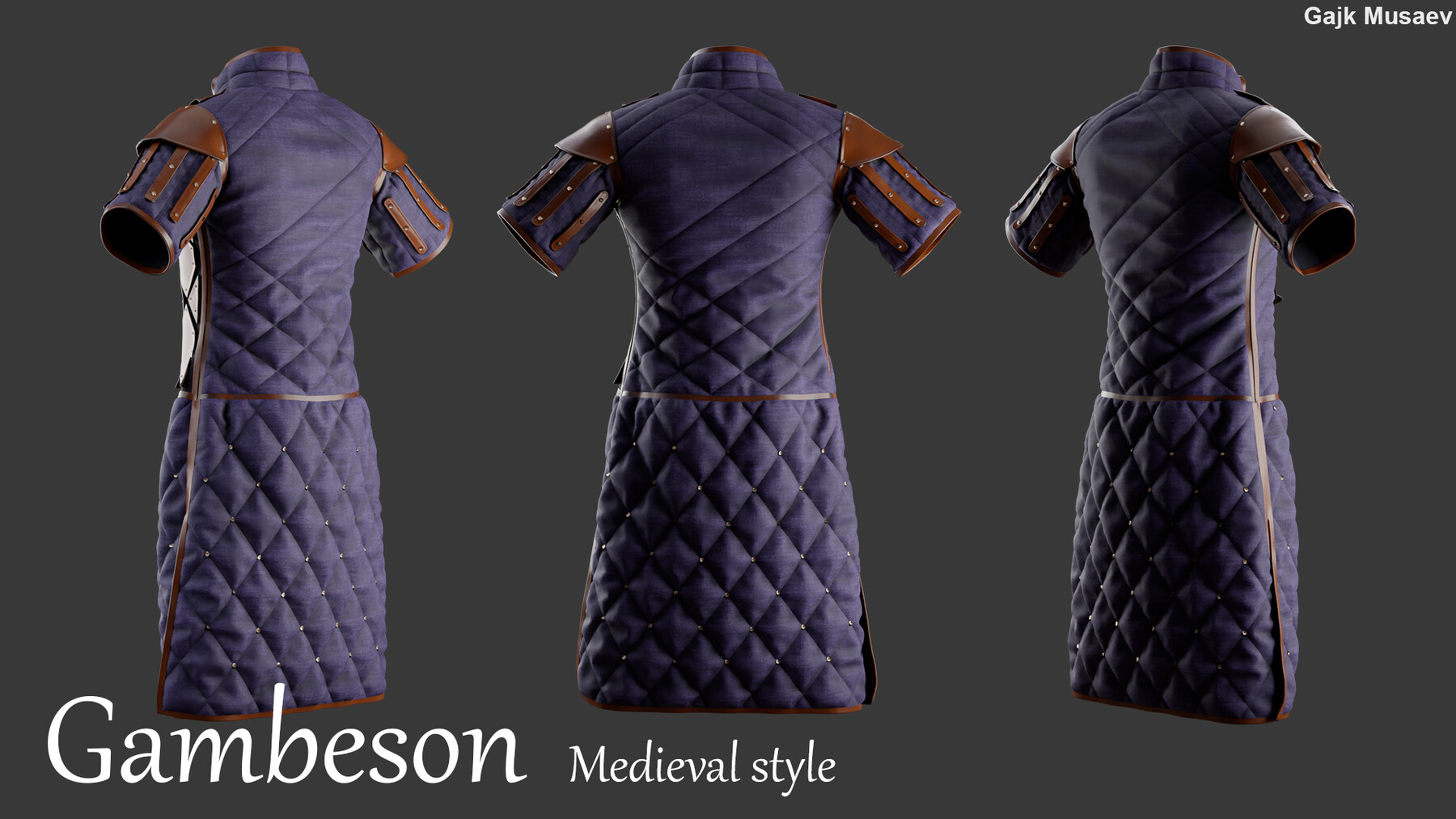 ArtStation Medieval Gambeson. Marvelous designer, Clo3d, Zprj and OBJ