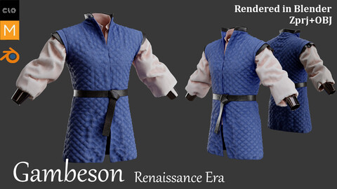 Gambeson Renaissance Era. Marvelous designer and Clo3D. Zprj/OBJ