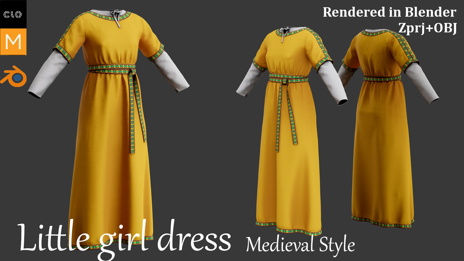 ArtStation - Little girl dress. Marvelous designer and Clo3D. Zprj