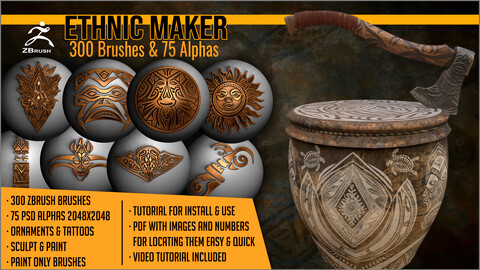 Ethnic Maker 300 ZBrush Brushes And 75 Alphas