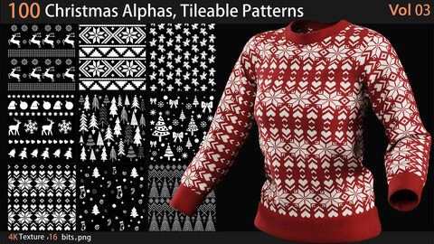 100 Christmas Alphas, Tileable Patterns _ VOL 3