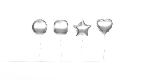 Silver Helium Balloons Set – 4 foil gift balloon shapes