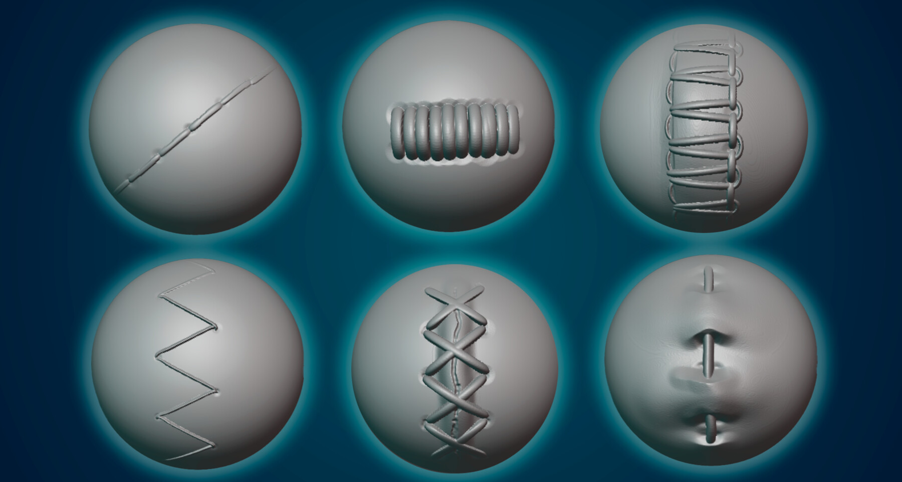 ArtStation Blender Brush pack seam on fabric Brushes