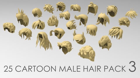 25 cartoon male hair pack 3