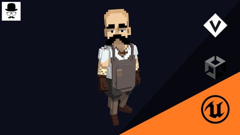 Blacksmith Character - 3D Voxel Low Poly Model
