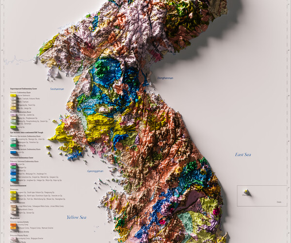 ArtStation - 3D Geologic Map Of The Korean Peninsula | Artworks