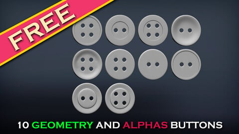 10 [FREE] Button IMM Brush, Geometries and Alphas - Zbrush and Blender