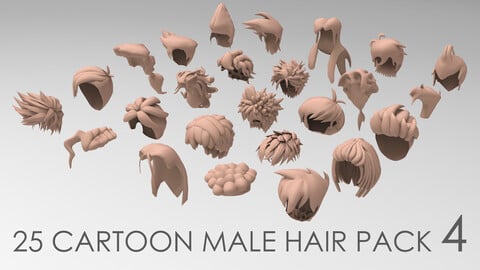 25 cartoon male hair pack 4