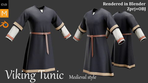 Viking Tunic. Marvelous designer and Clo3D. Zprj/OBJ