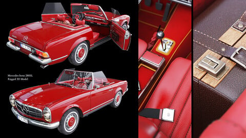 Mercedes_Benz_280SL_PAGODA_Rigged 3D Model_max2013_Vray_FBX