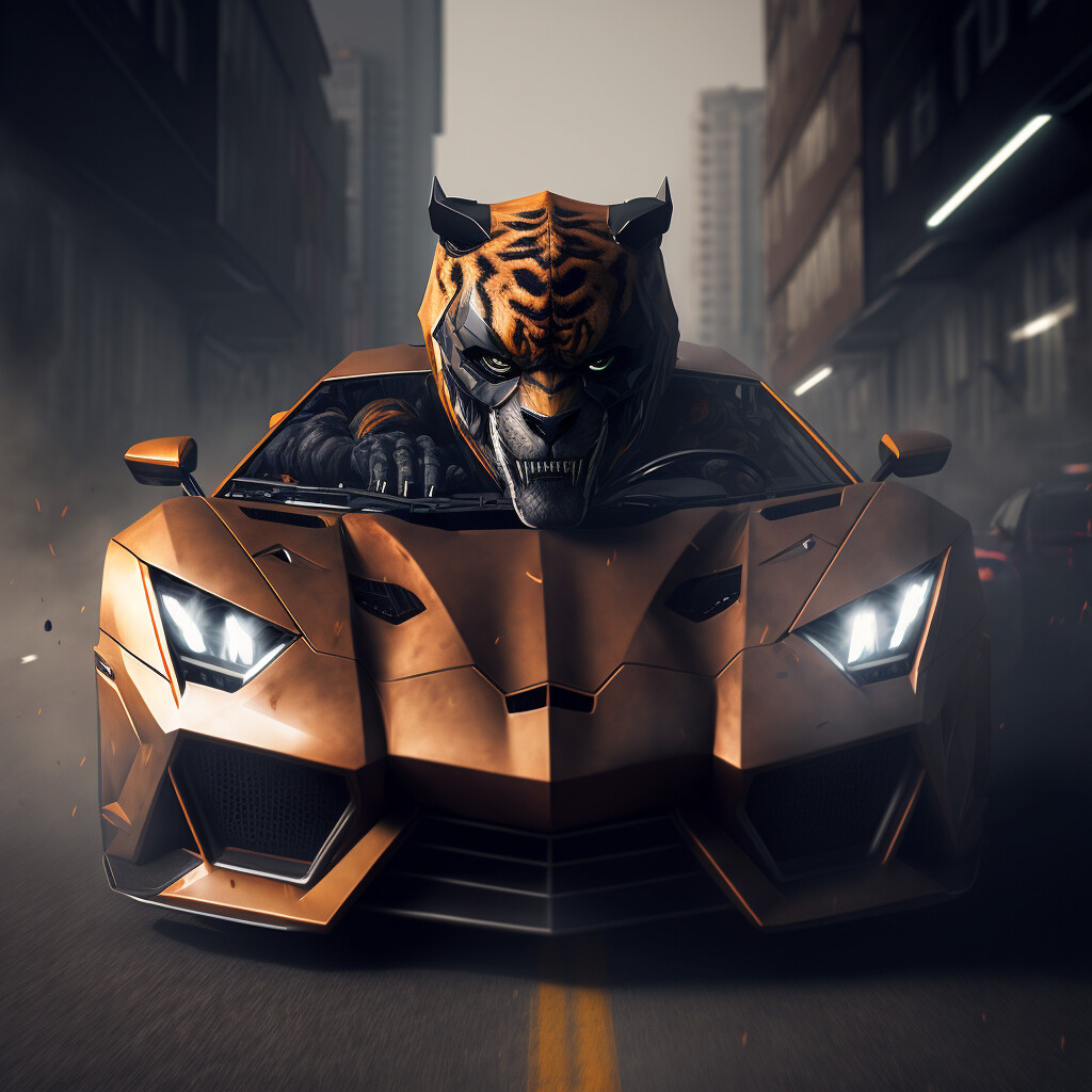 ArtStation - Tiger Mask driving a Lambo sport car | Artworks