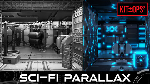 Sci Fi / Cyberpunk Parallax Rooms Library | One Click Interiors | Kpack