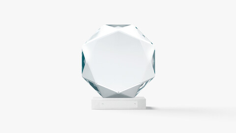 Octagon Glass Award Trophy - crystal plaque trophies