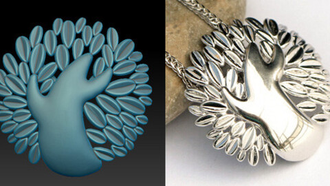 Round pendant in the form of a stylized tree. Jewelry 3D model for printing.